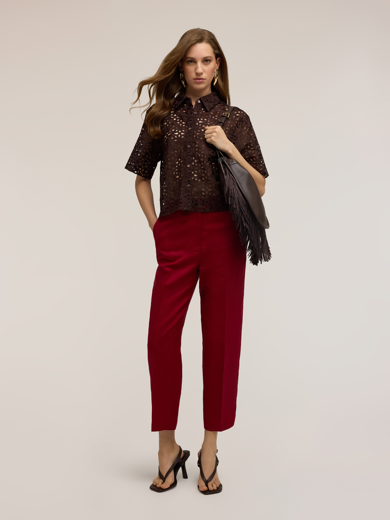 Pantaloni regular in misto lino image number 0