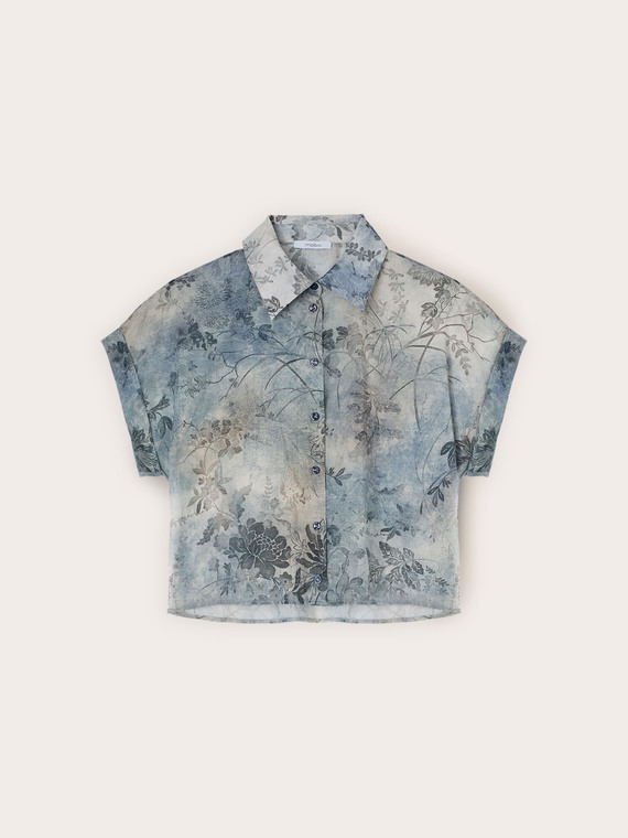 Camicia cropped in mussola di cotone