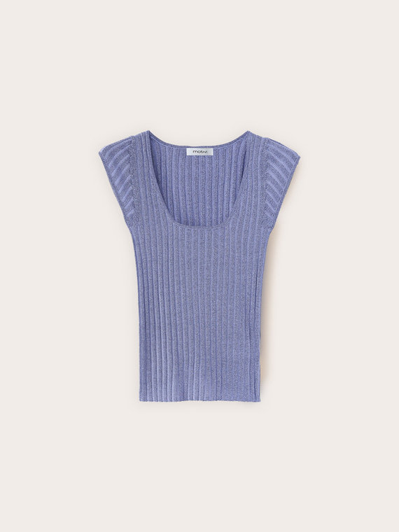 Maglia slim in lurex a coste