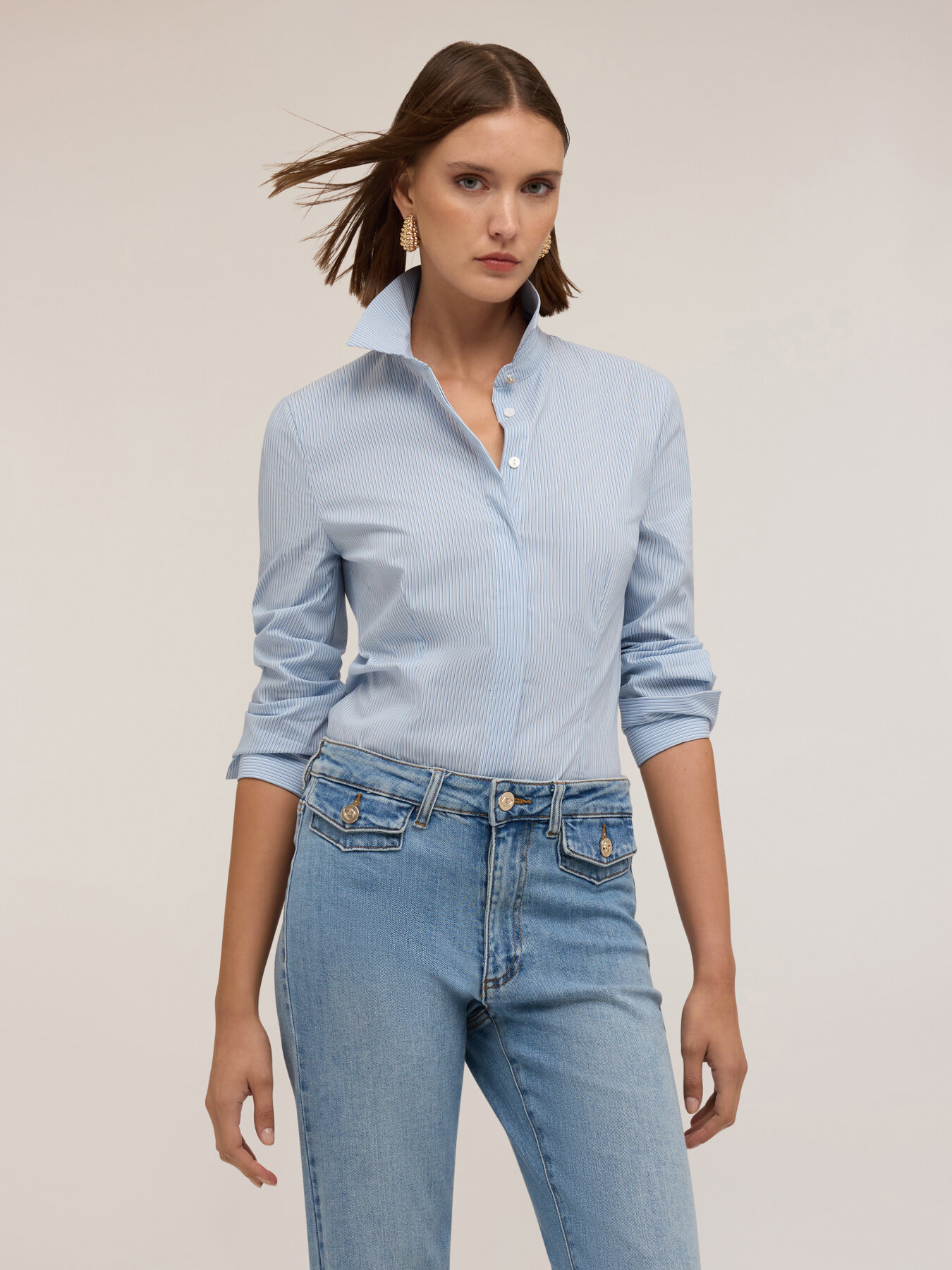Camicia in popeline a righe image number 2