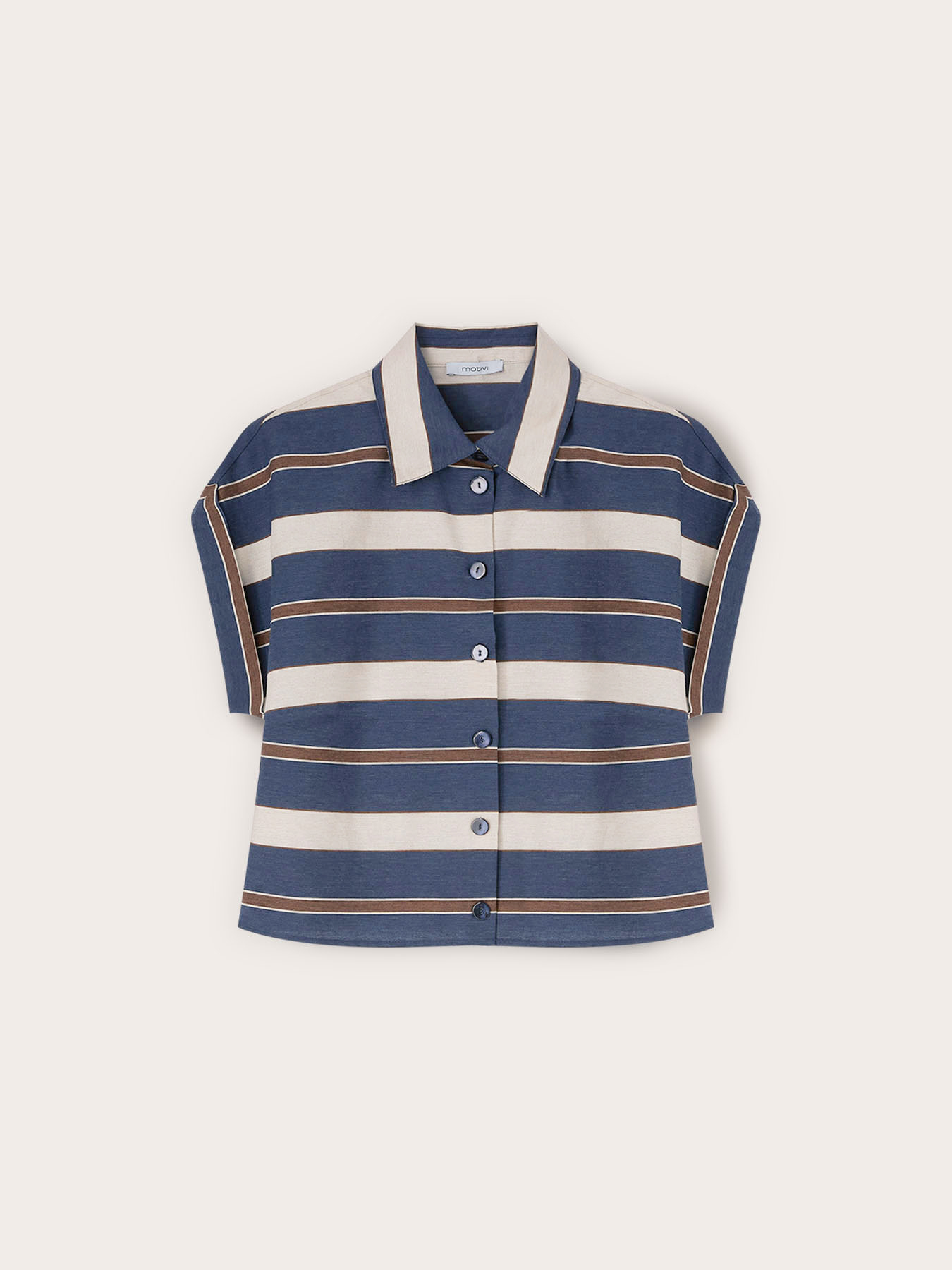 Camicia boxy in misto cotone a righe image number 4