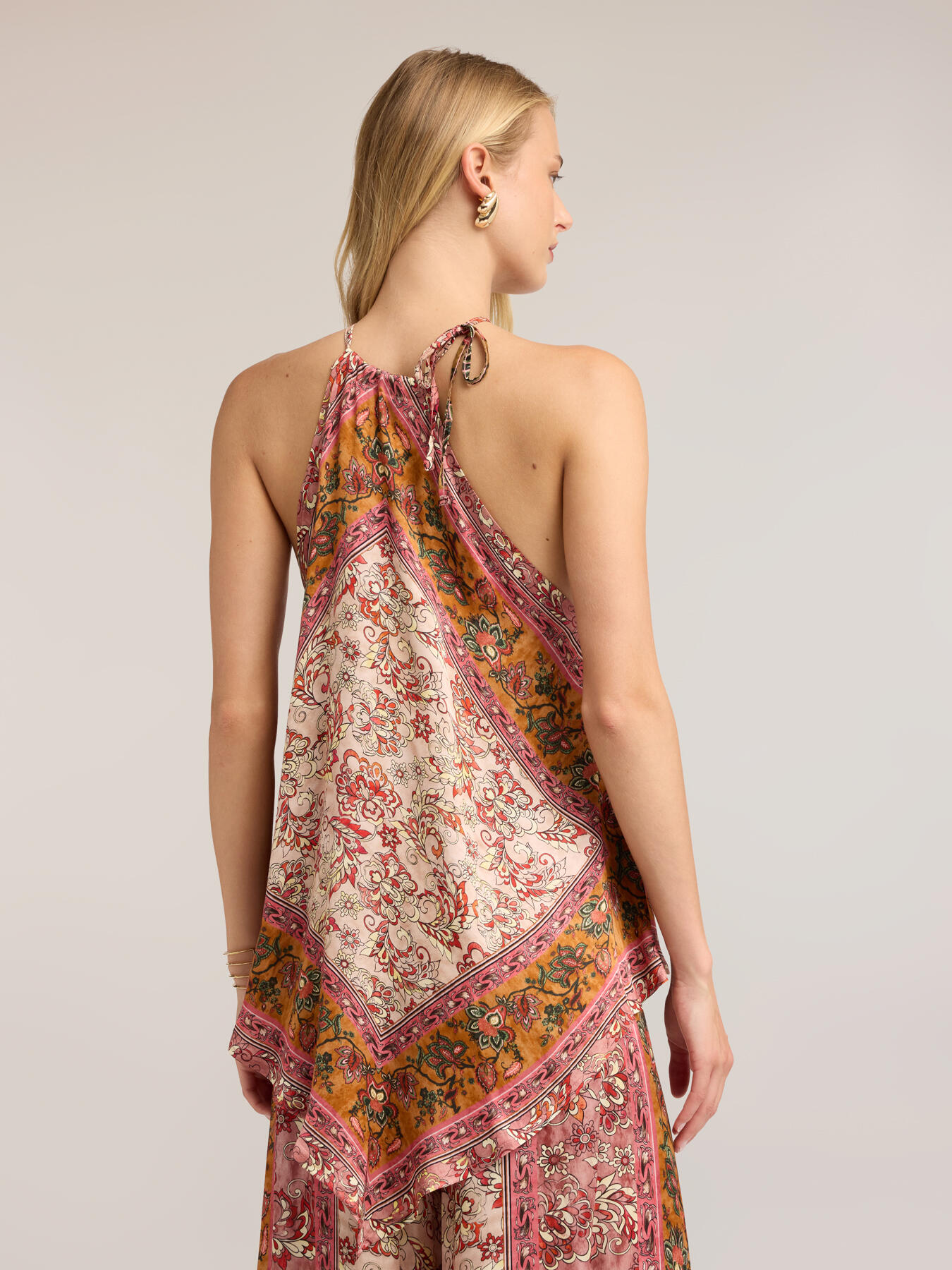 Top in raso con stampa paisley image number 1