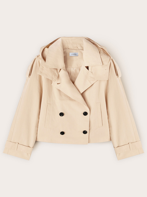 Trench corto in gabardina misto cotone