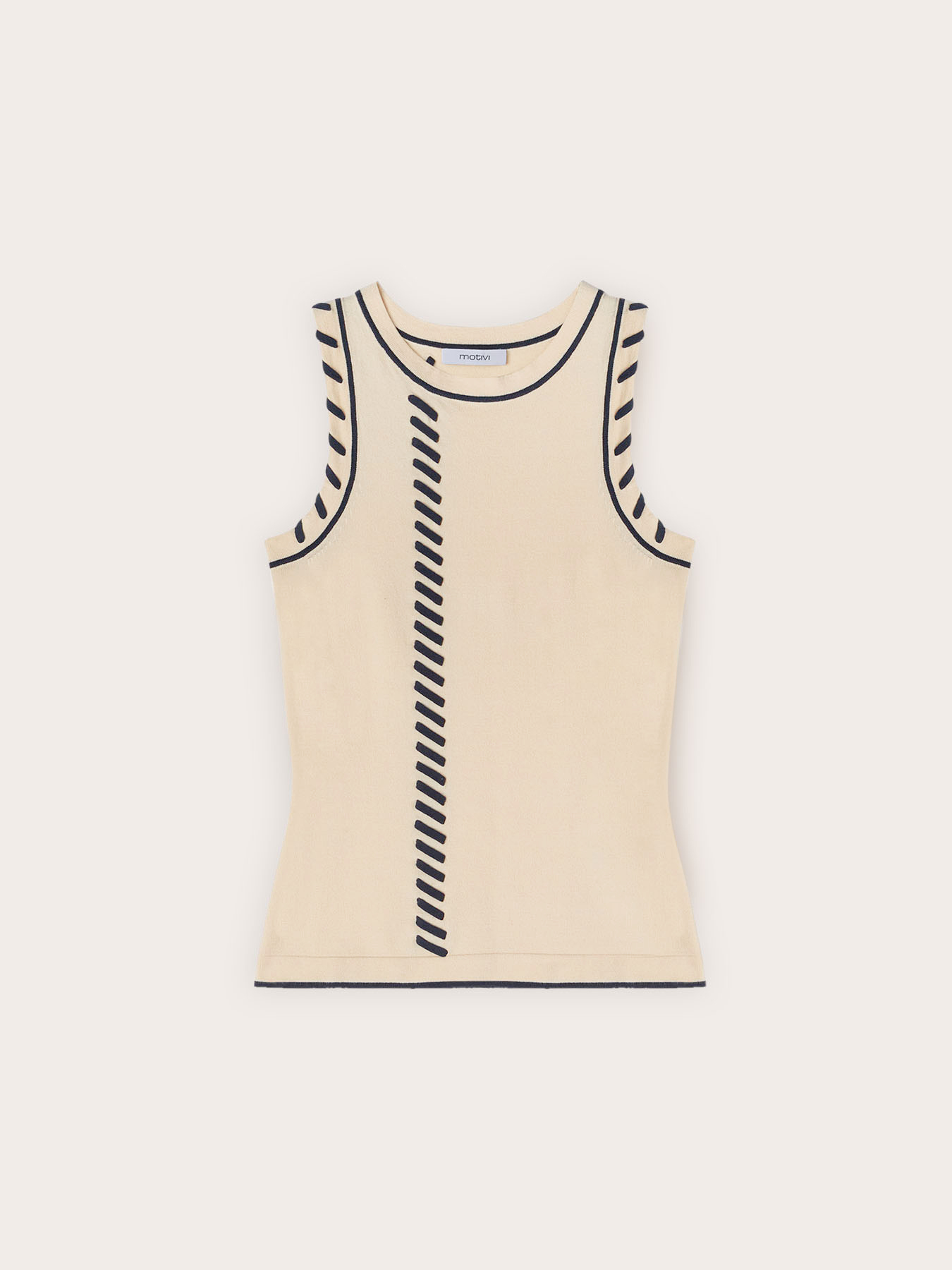 Maglia senza maniche con impunture decorative image number 4