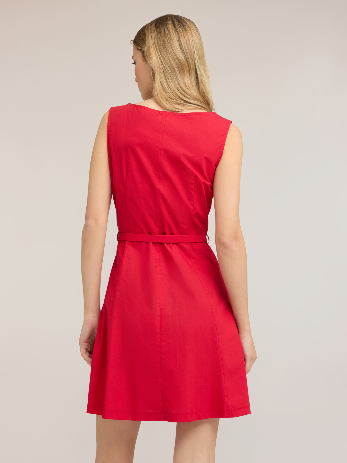 Vestito corto in cotone con cintura image number 1