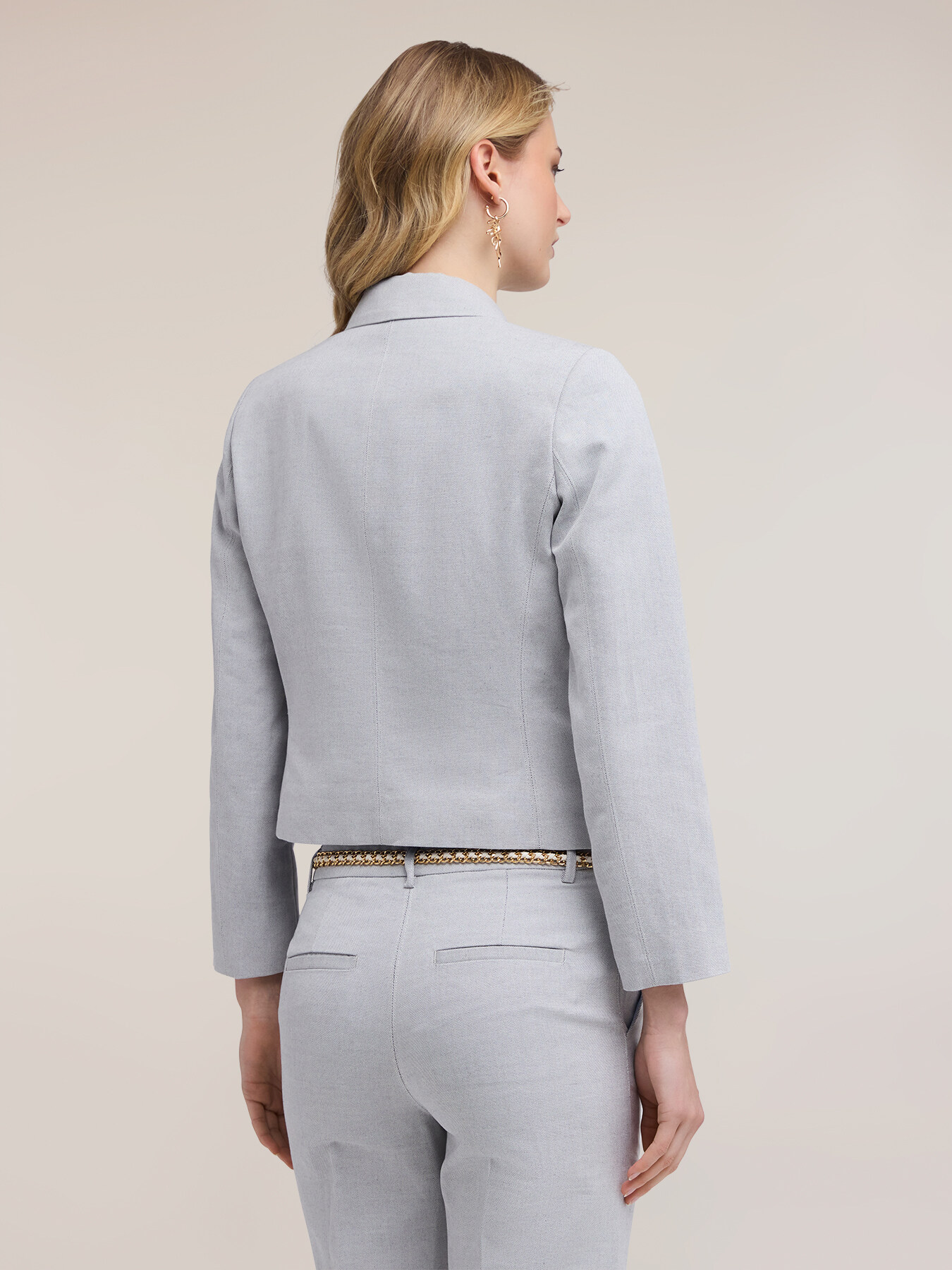 Blazer slim in tessuto misto rami&eacute; image number 1