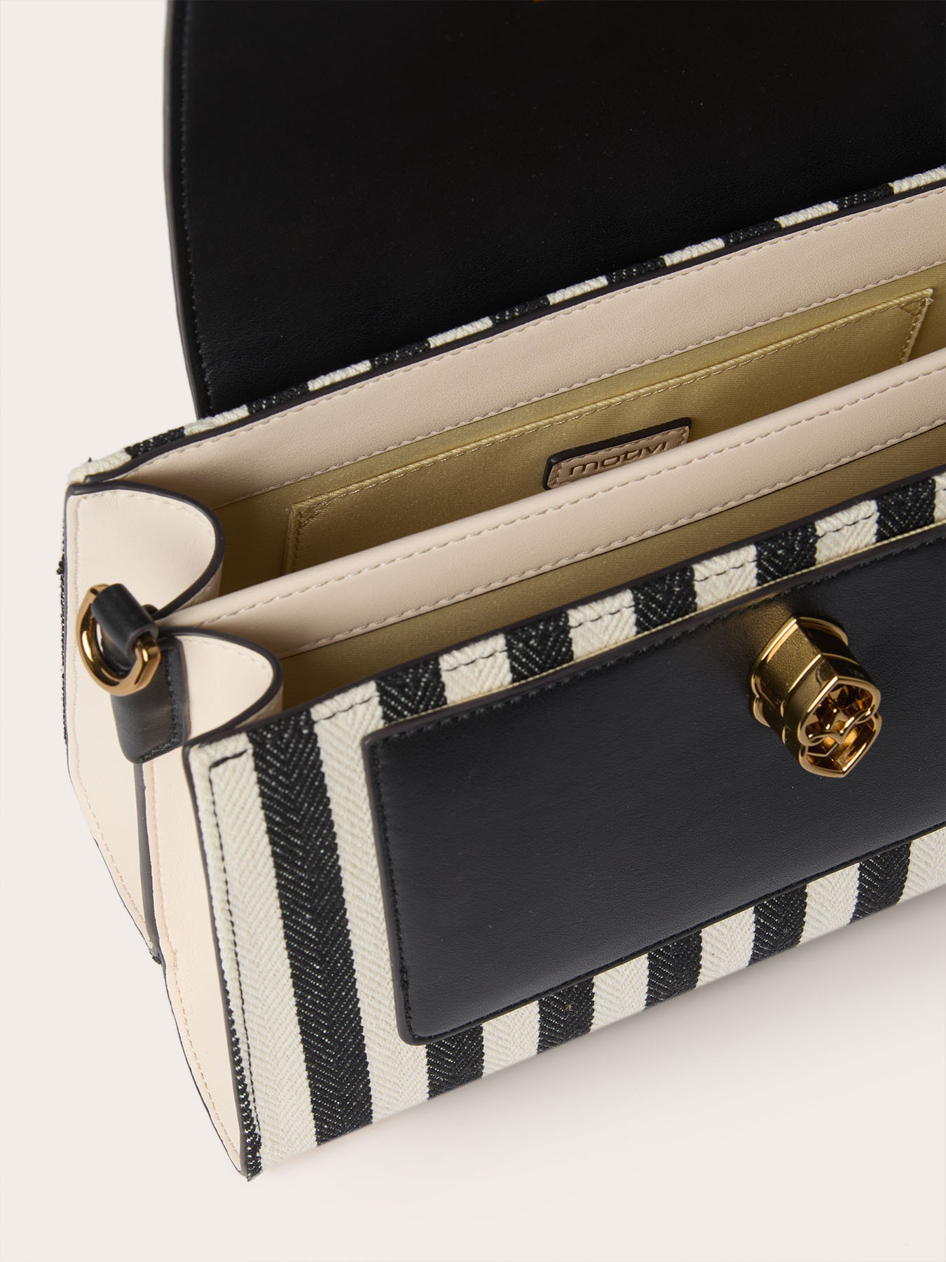 Borsa a tracolla con righe e catena image number 4