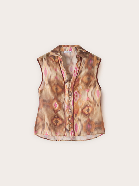 Camicia in tela di lyocell con stampa ikat