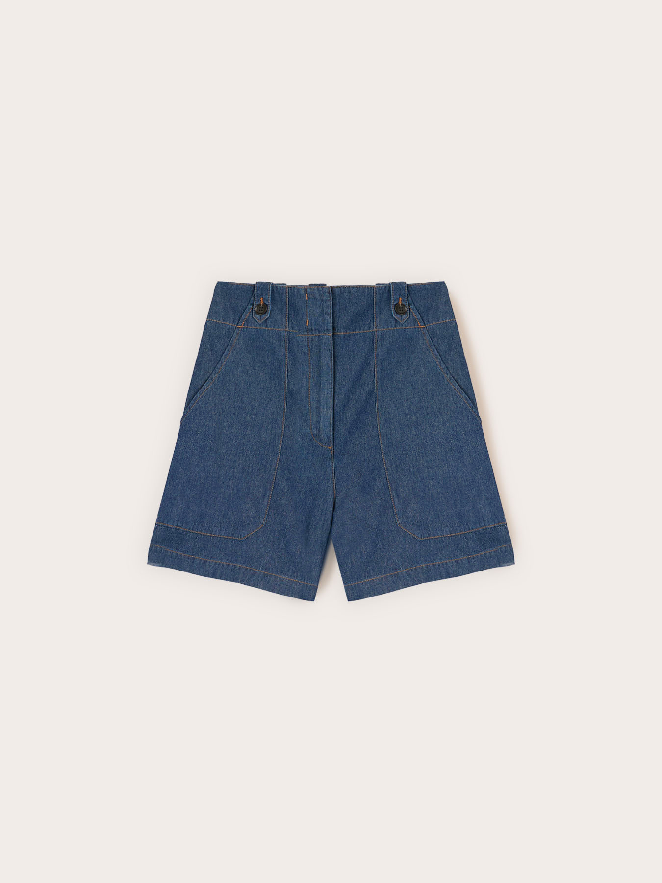 Shorts a vita alta in denim image number 3