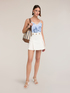 Top a righe con pizzo e stampa floreale image number 0