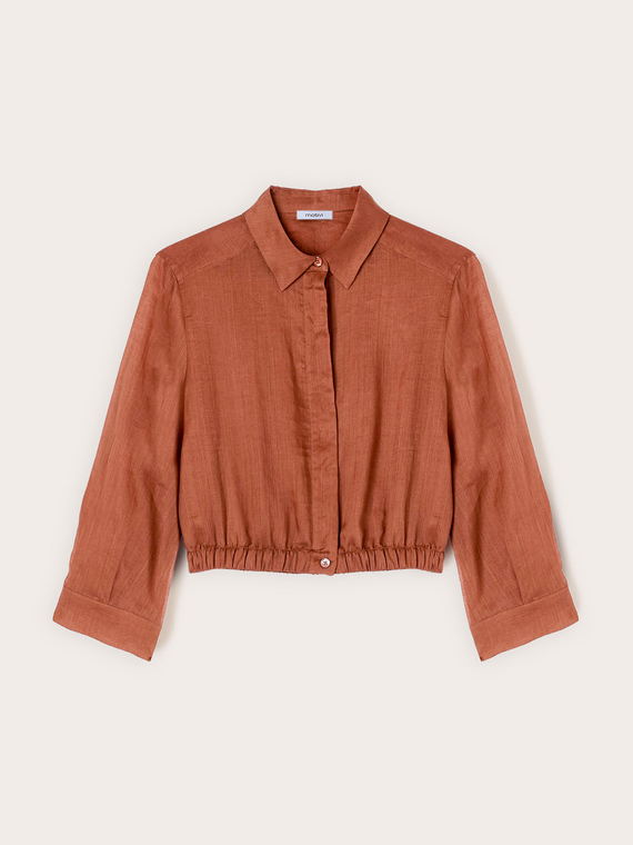 Camicia corta in mussola di ramie