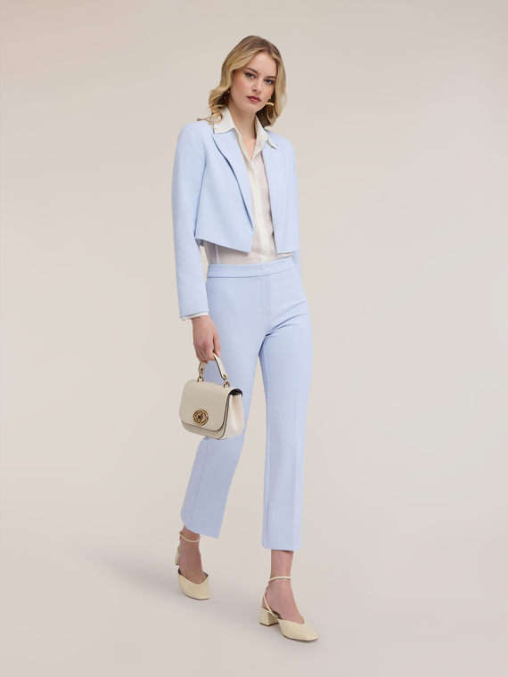 Pantaloni cropped in cady cr&ecirc;pe
