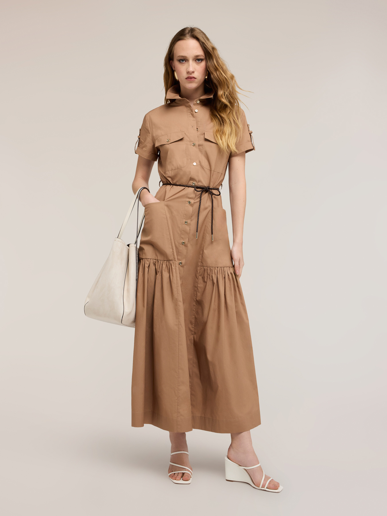 Vestito chemisier lungo in misto cotone image number 0