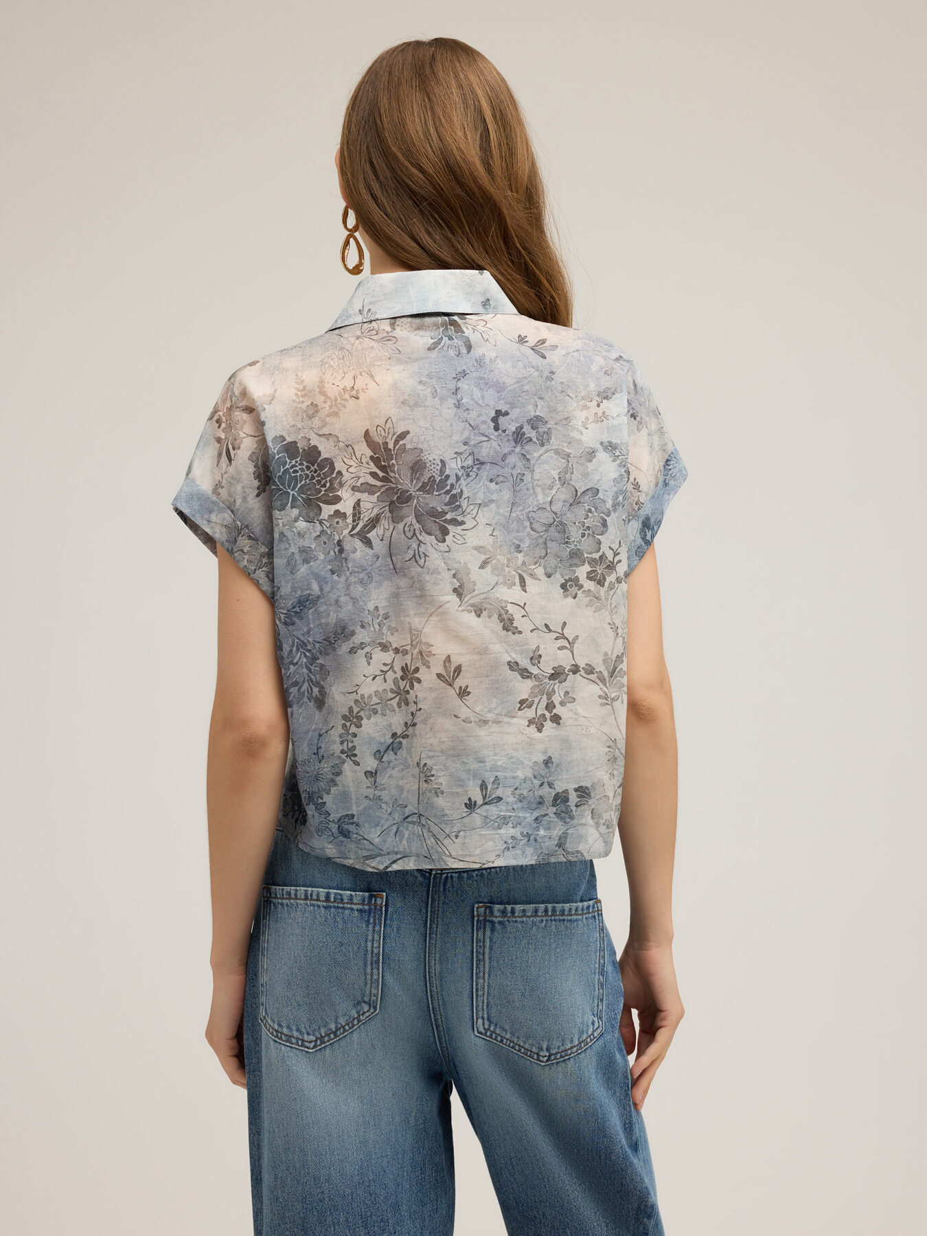 Camicia cropped in mussola di cotone image number 1