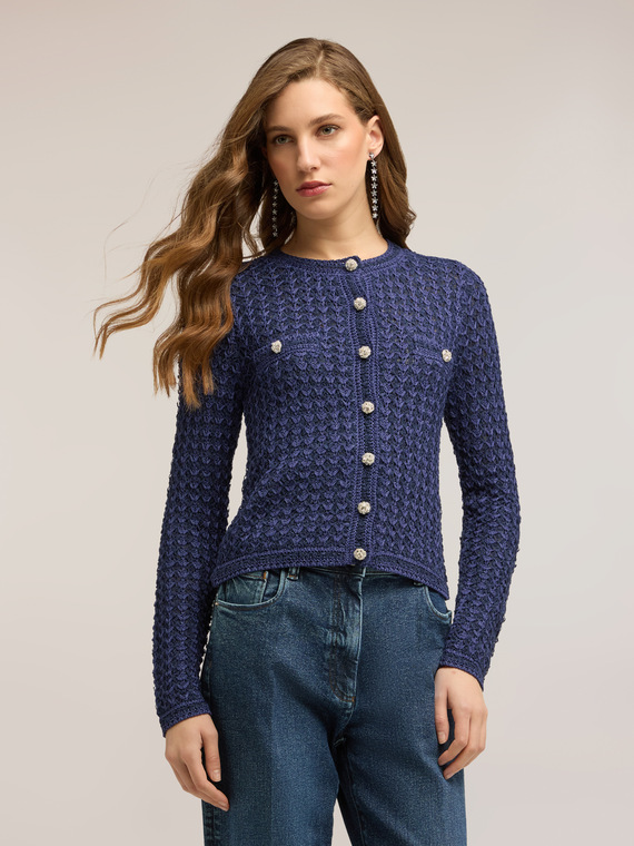 Cardigan in maglia traforata