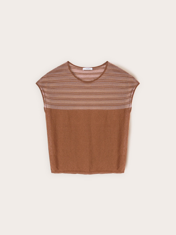 Maglia a righe in misto lino