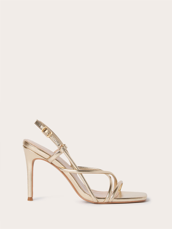 Sandali color oro con fasce intrecciate