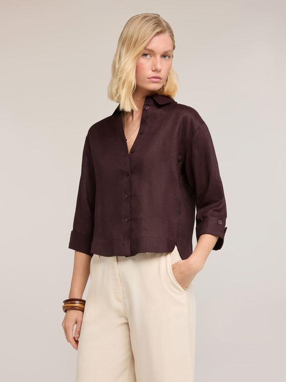Camicia boxy in lino