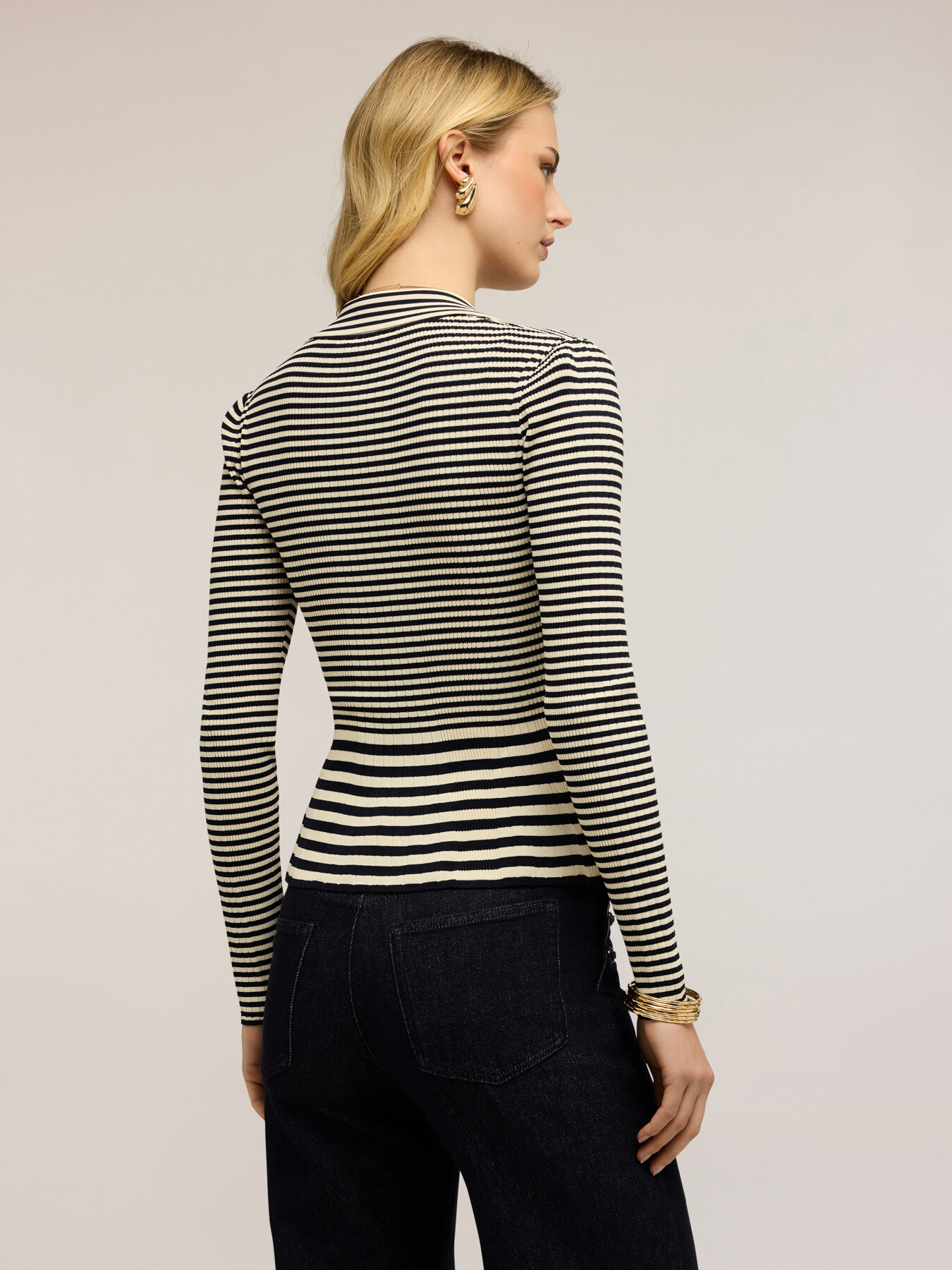 Maglia a righe con peplo image number 1