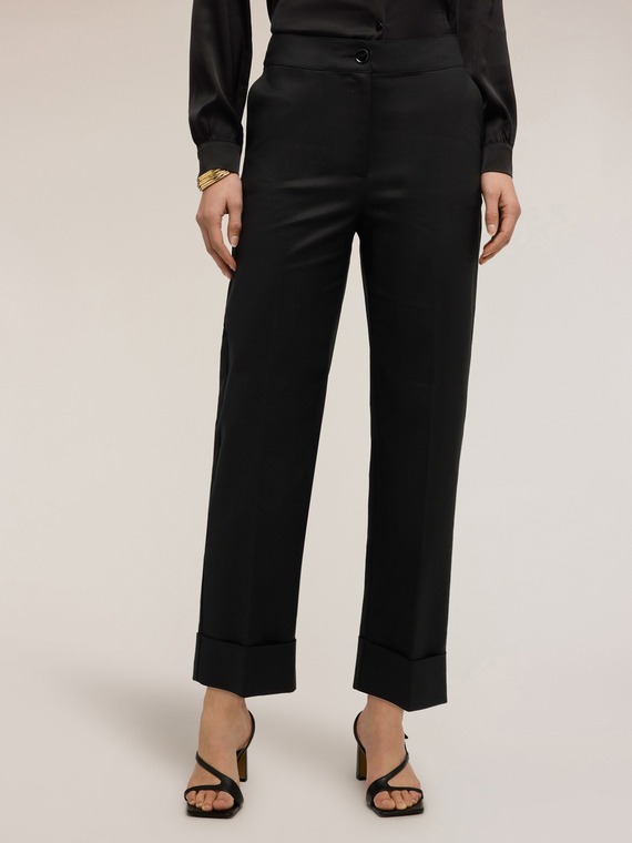 Pantaloni wide in tessuto tecnico misto cotone