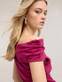 Top in jersey con scollo a barchetta asimmetrico image number 3