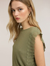 T-shirt in misto lino con inserti in pizzo image number 3