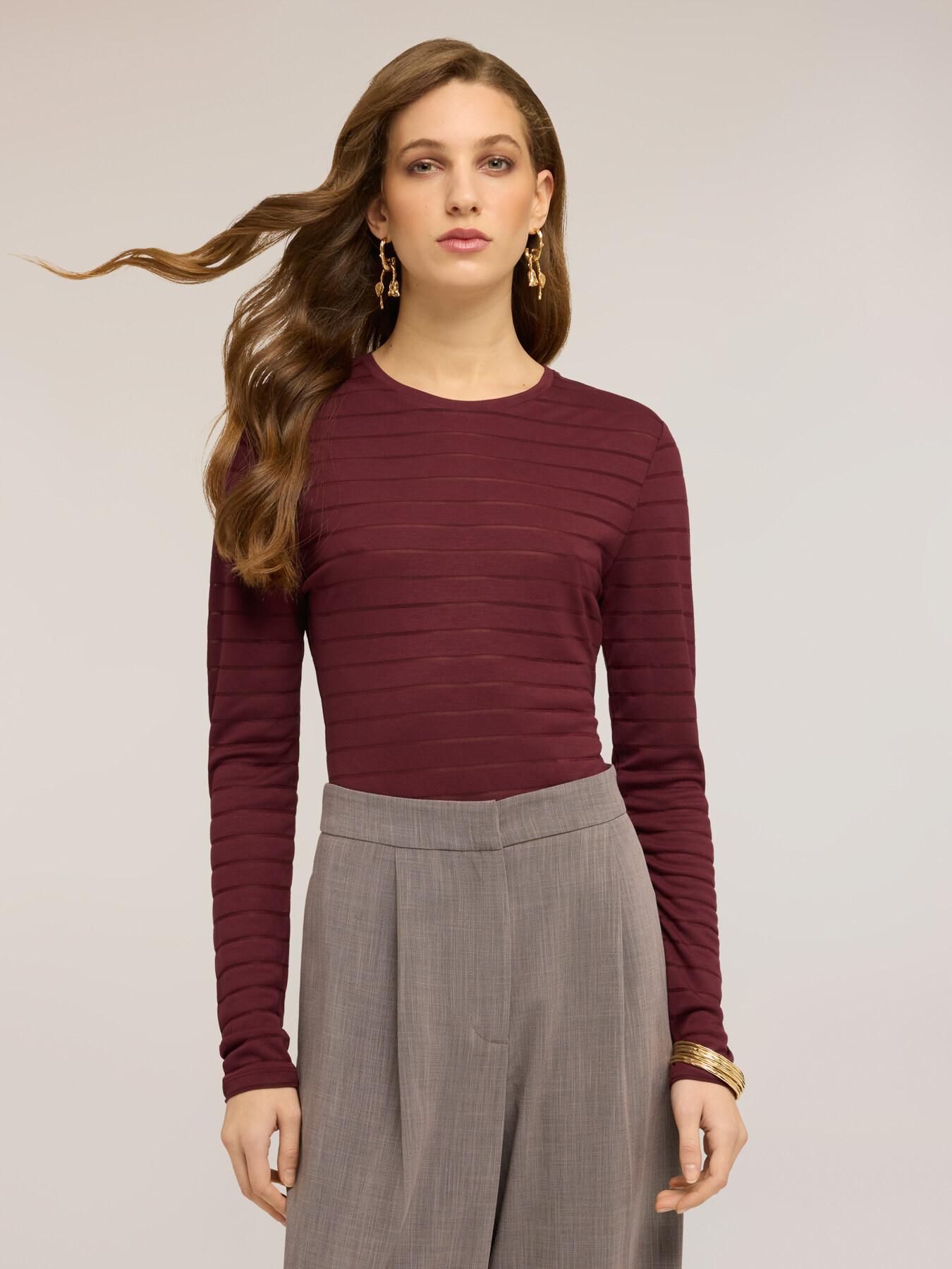 Body a righe in jersey misto viscosa image number 2