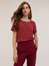 Blusa con bordo in maglia image number 0