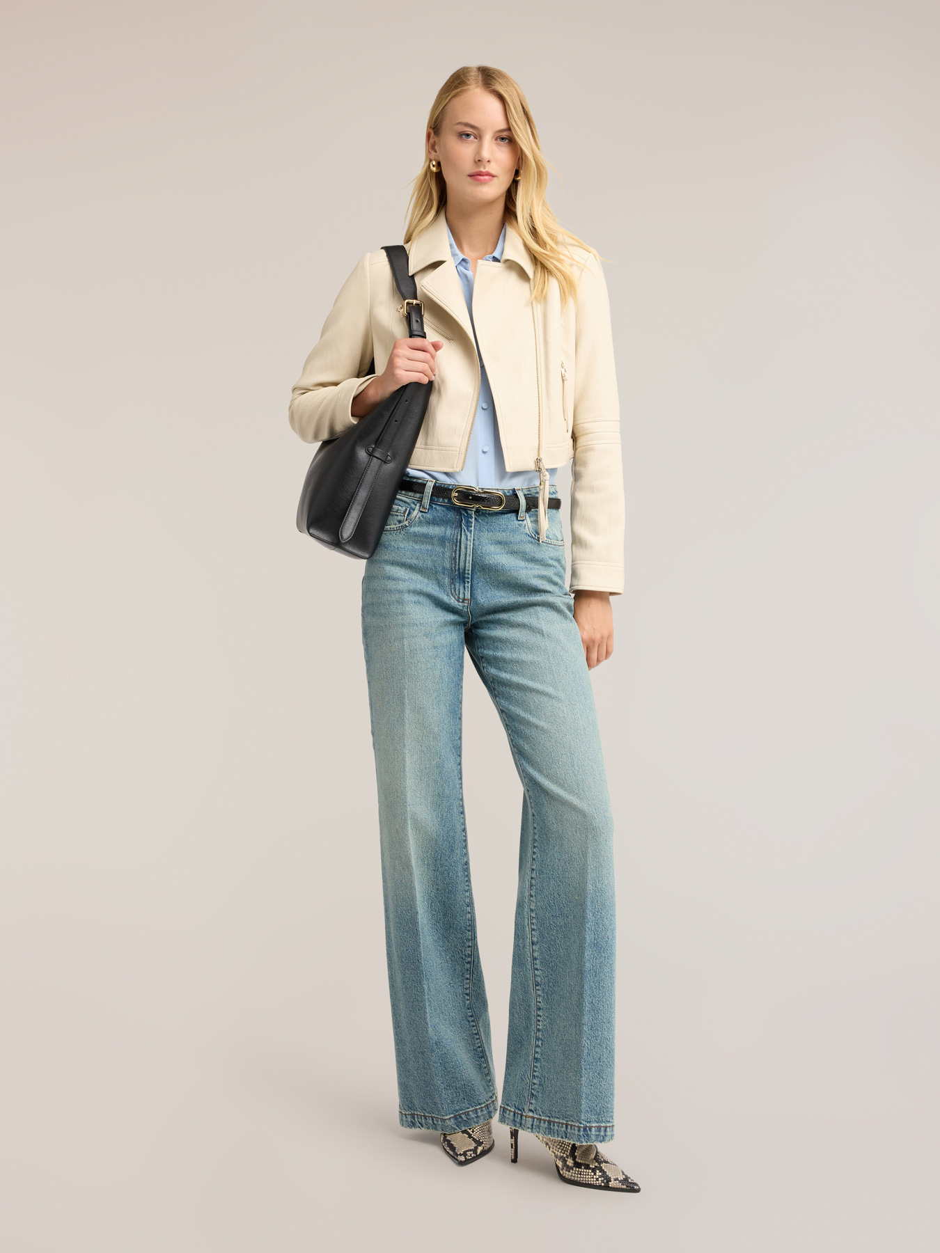 Jeans wide a vita alta washed image number 0