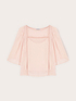 Blusa in georgette con ricami ajour&eacute; image number 4