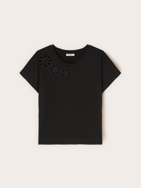 T-shirt con lavorazioni floreali