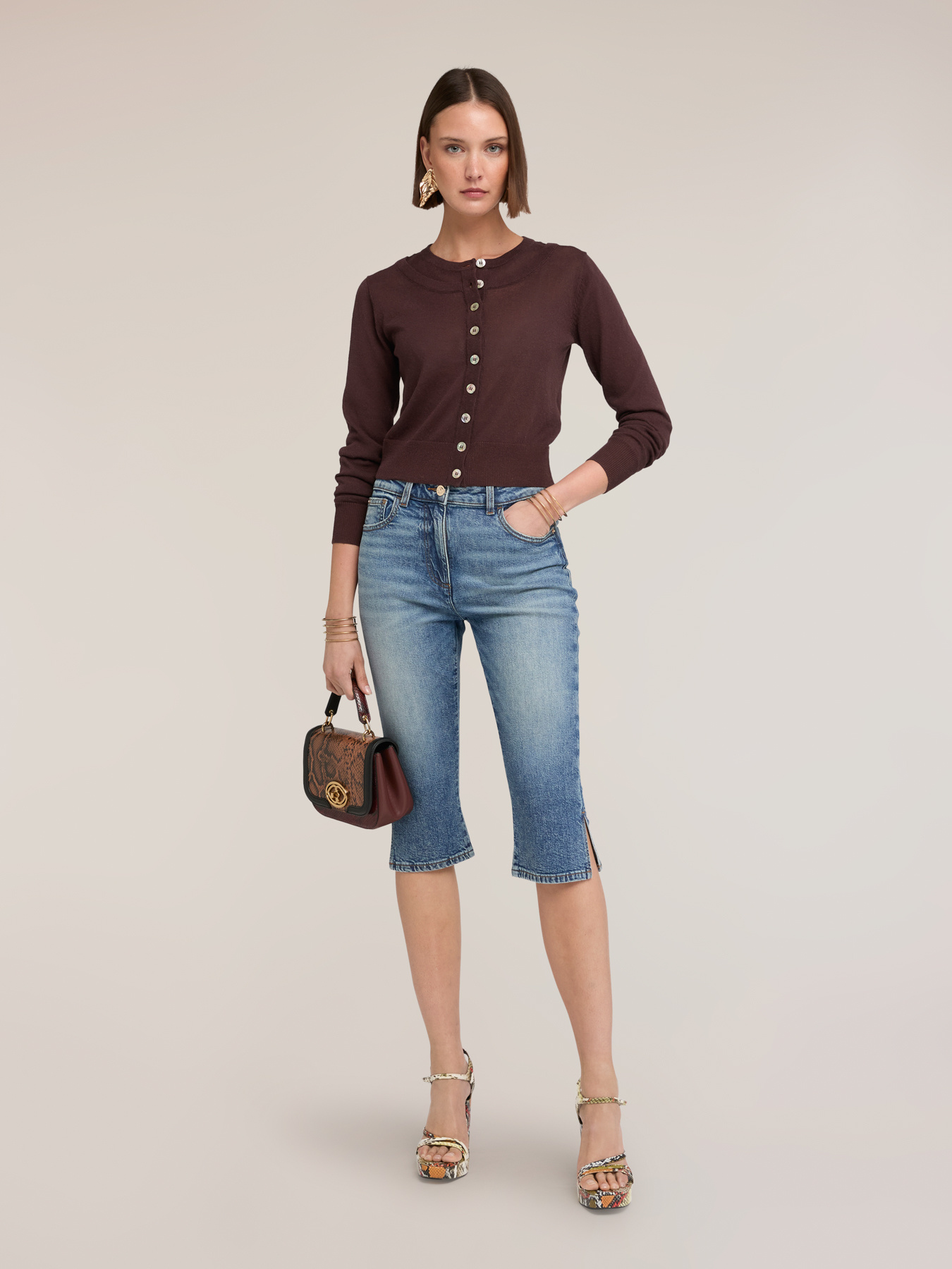 Cardigan in misto lino image number 3