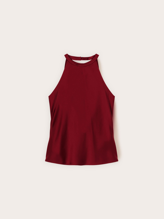 Top in raso con drappeggio posteriore