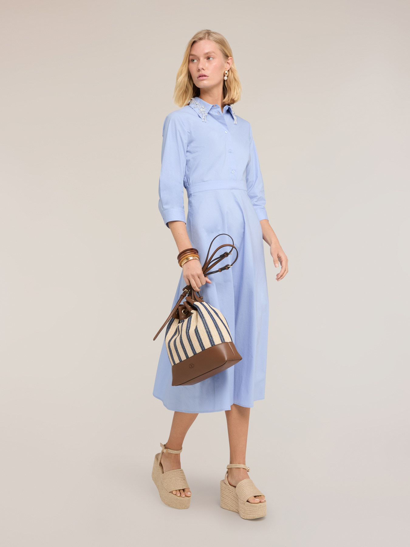 Vestito chemisier con colletto gioiello image number 3