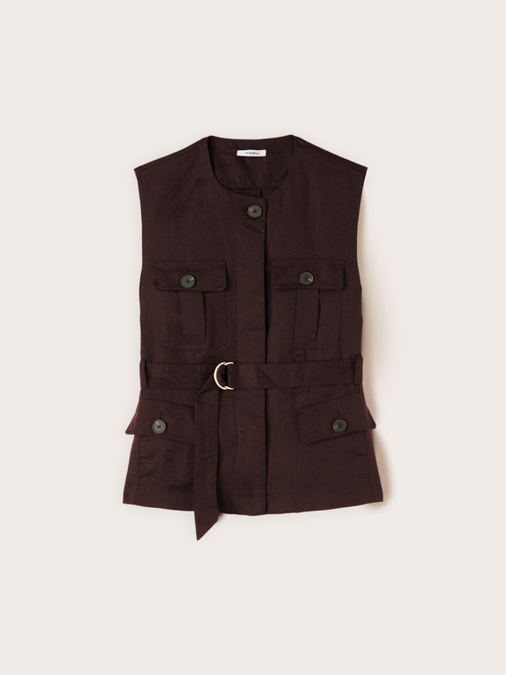 Gilet sahariana misto lino lyocell