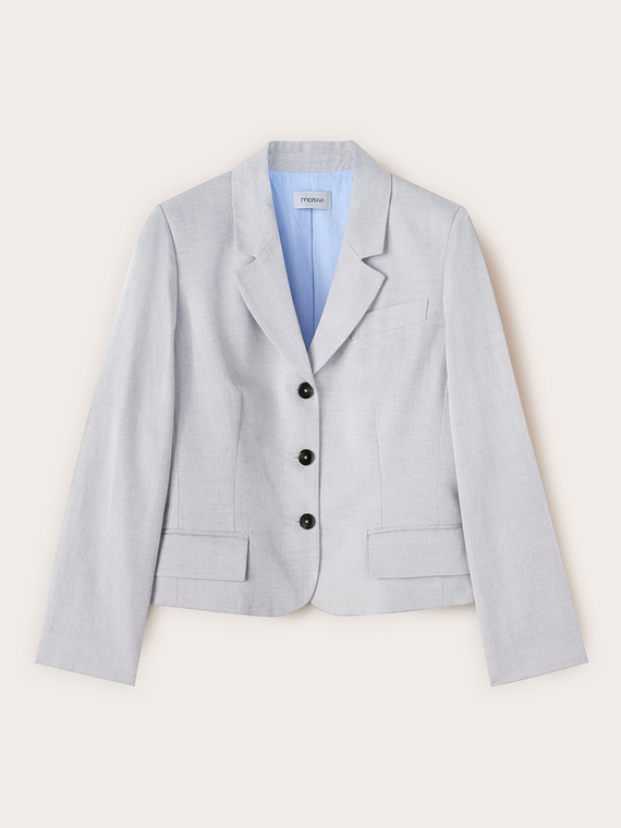 Blazer slim in tessuto misto rami&eacute;