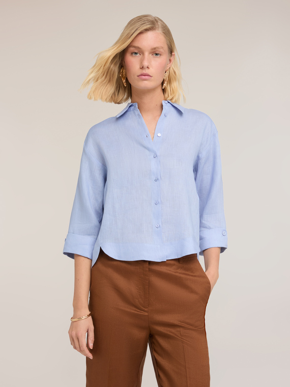 Camicia boxy in lino