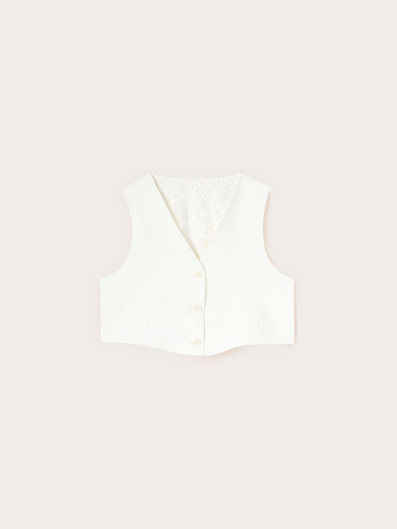 Gilet corto con inserto in pizzo