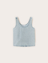 Top in denim con cristalli image number 4