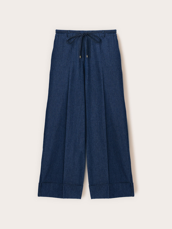 Jeans cropped palazzo con coulisse