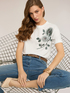 T-shirt in jersey con applicazioni floreali image number 0