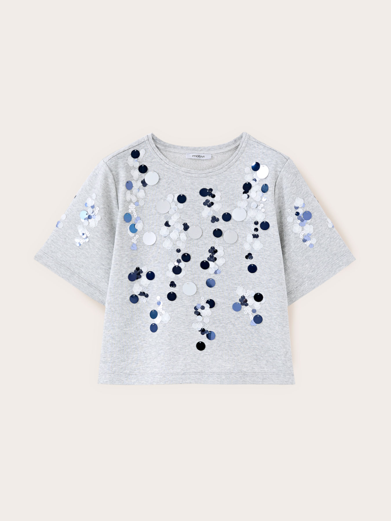 Felpa corta in jersey con maxi paillettes image number 4