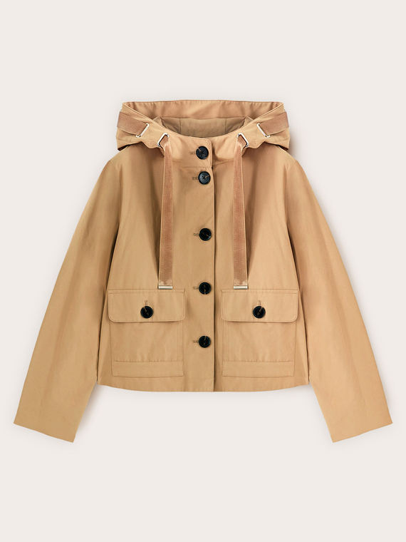 Parka corto misto cotone con cappuccio