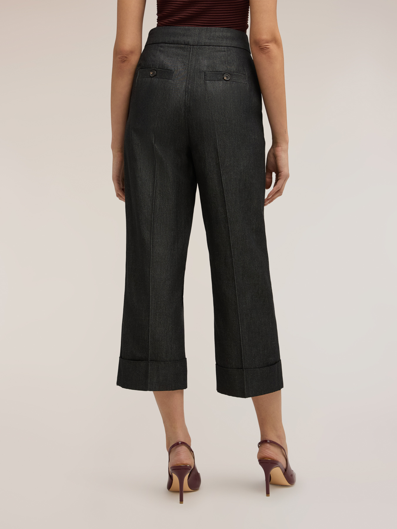 Pantaloni cropped misto rami&egrave; image number 1