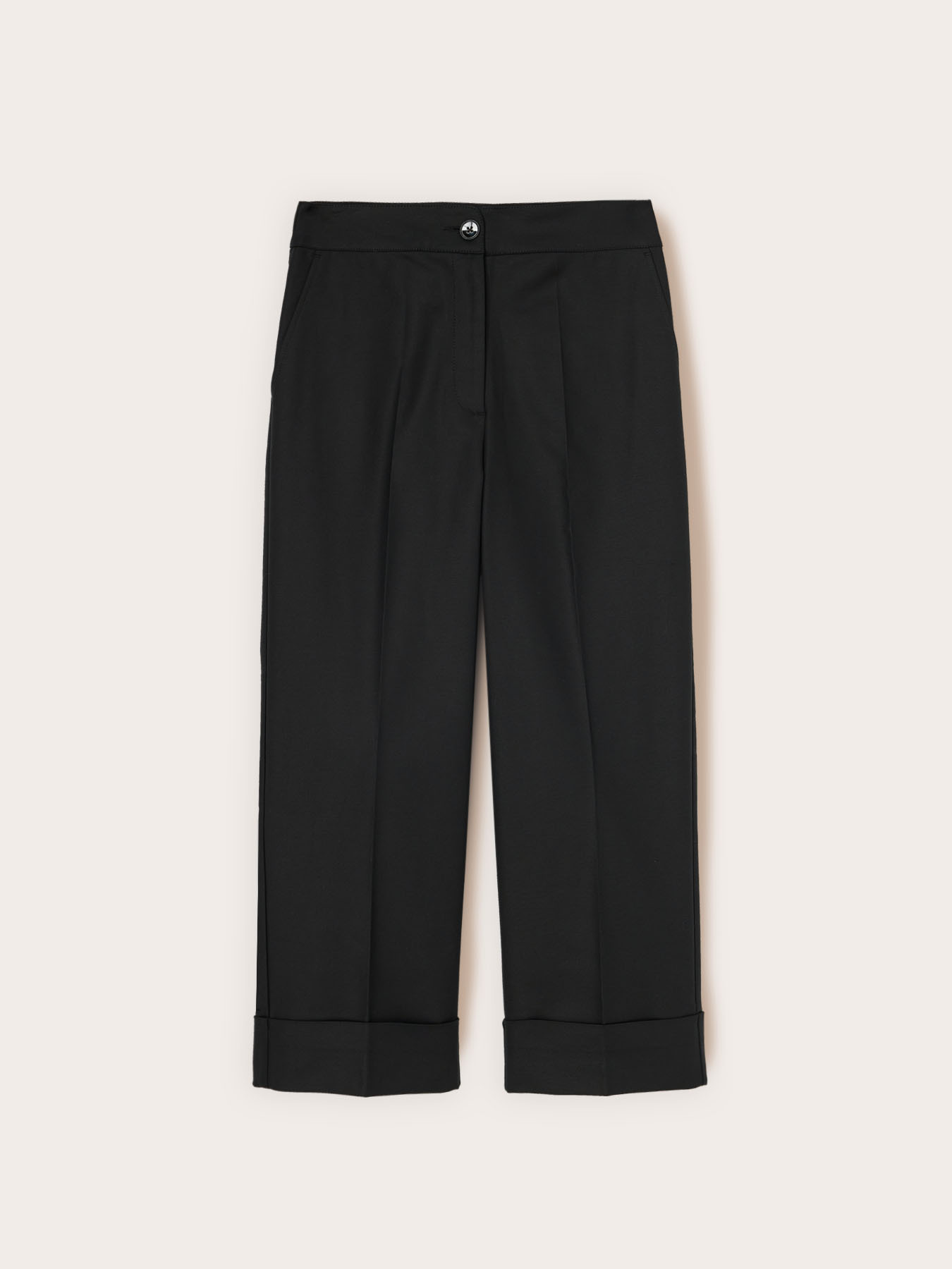 Pantaloni wide in tessuto tecnico misto cotone image number 3