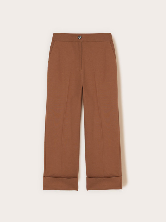 Pantaloni wide in tessuto tecnico misto cotone