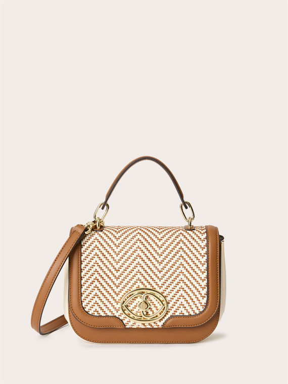 Borsa a tracolla effetto rafia