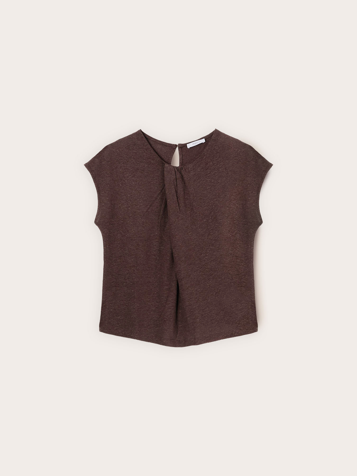 T-shirt in misto lino con drappeggio image number 4