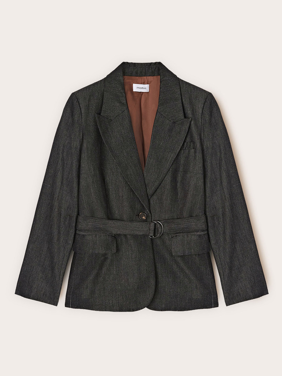 Blazer con cintura misto rami&egrave;
