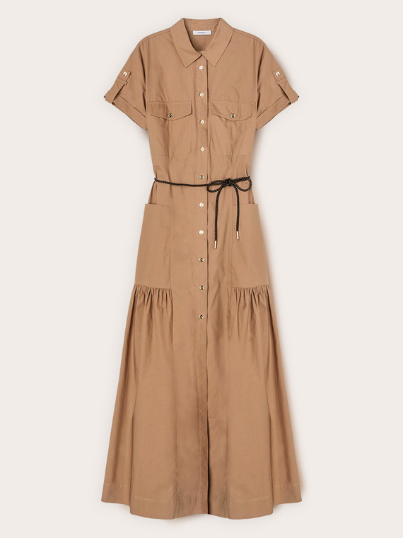 Vestito chemisier lungo in misto cotone